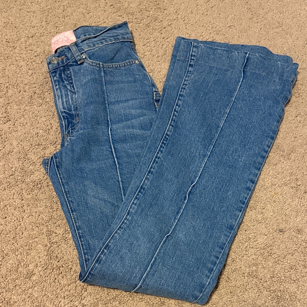 Revice Denim Medium Wash High Rise Star Stitch Back Flare Jeans Size 25 - Picture 9 of 11